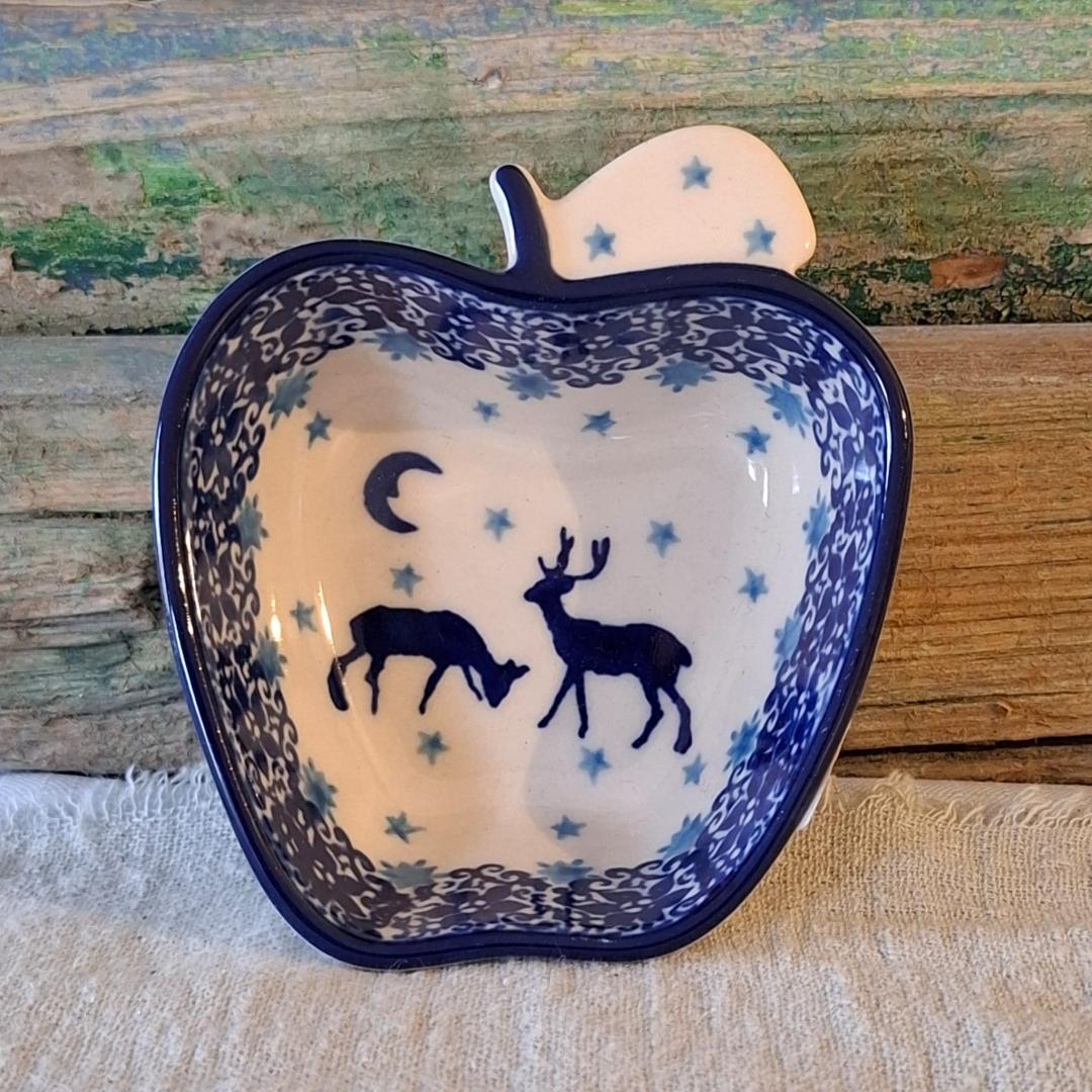 CA B50-2822x Bunzlau Appelvormig schaaltje ChristmasDeer by Teresa Liana