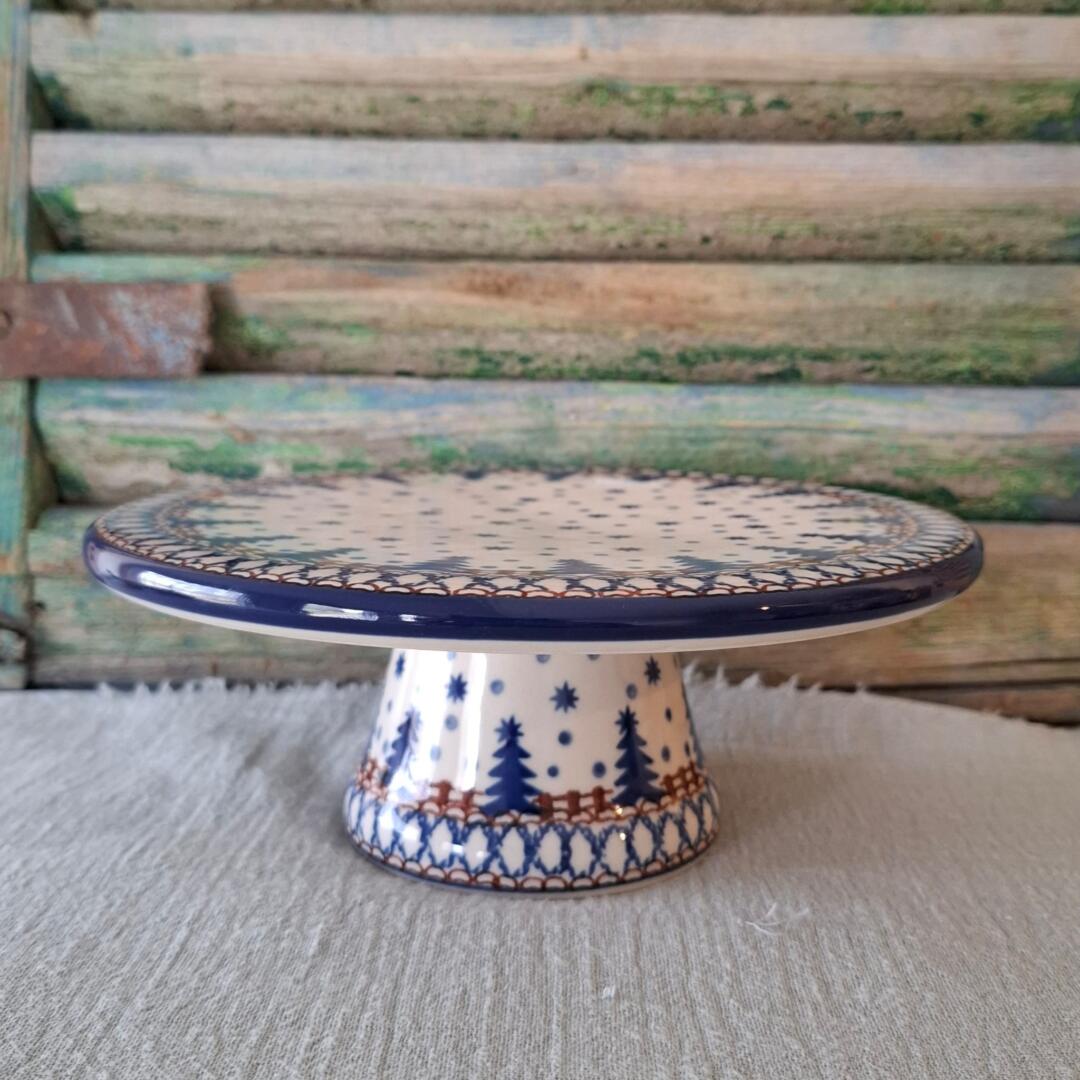 Bunzlau Taartplateau 20cm BlueChristmasTree Jacek Chyla