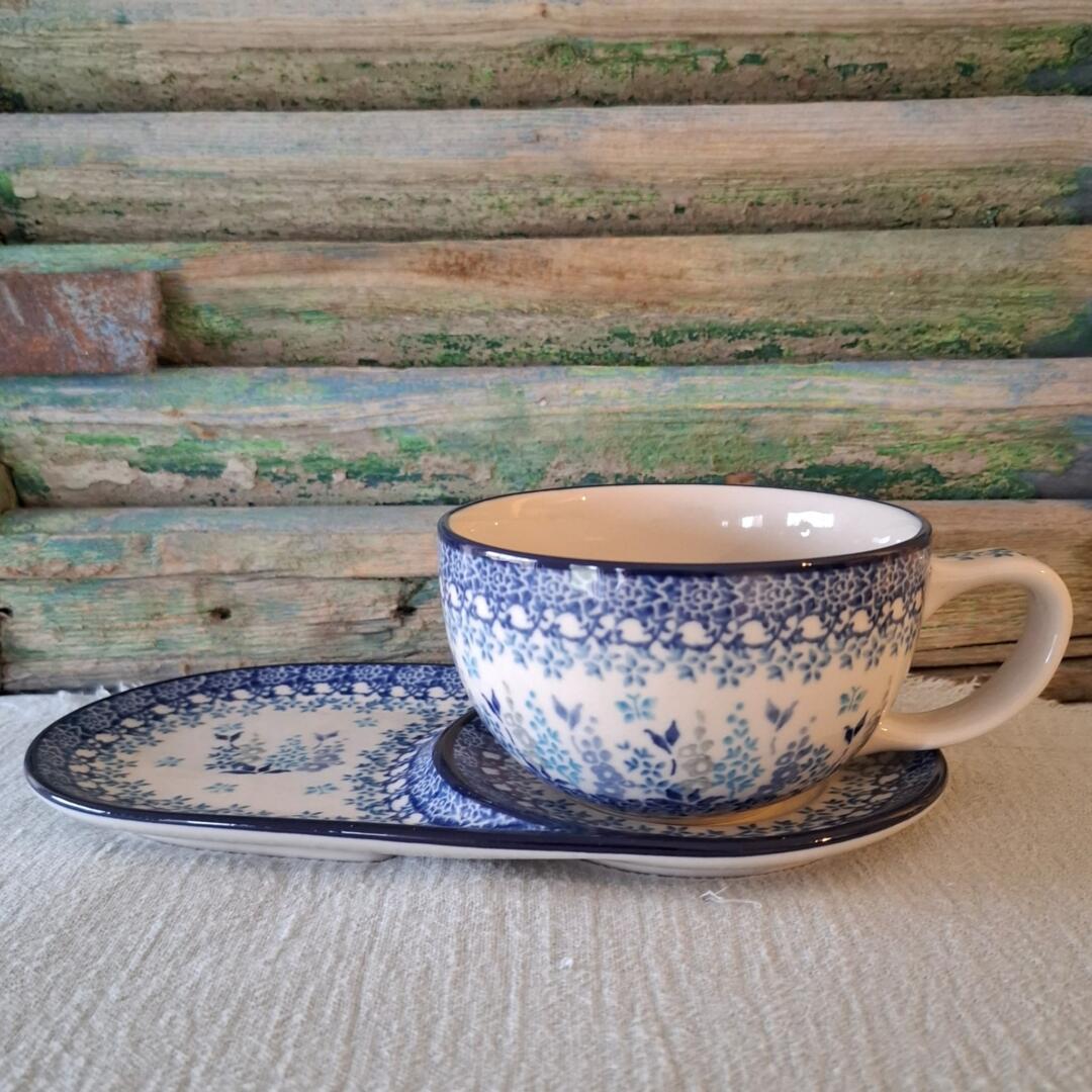 Bunzlau Cappuccinomok, soepkom met schotel WildGarden by Maria Starzyk