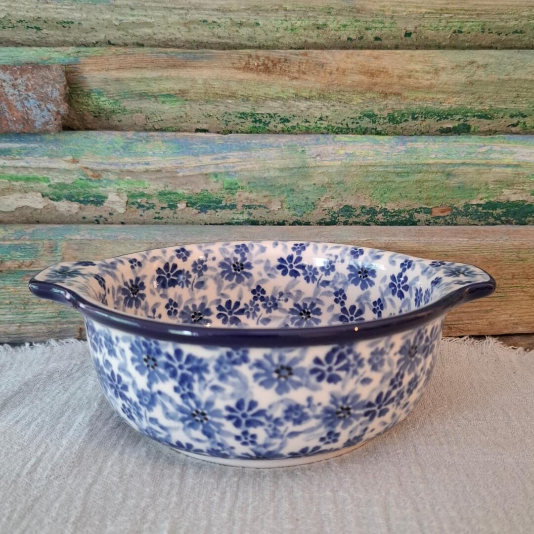 G99 Bunzlau Soepkom 14cm met dichte greepjes FlowerStorm